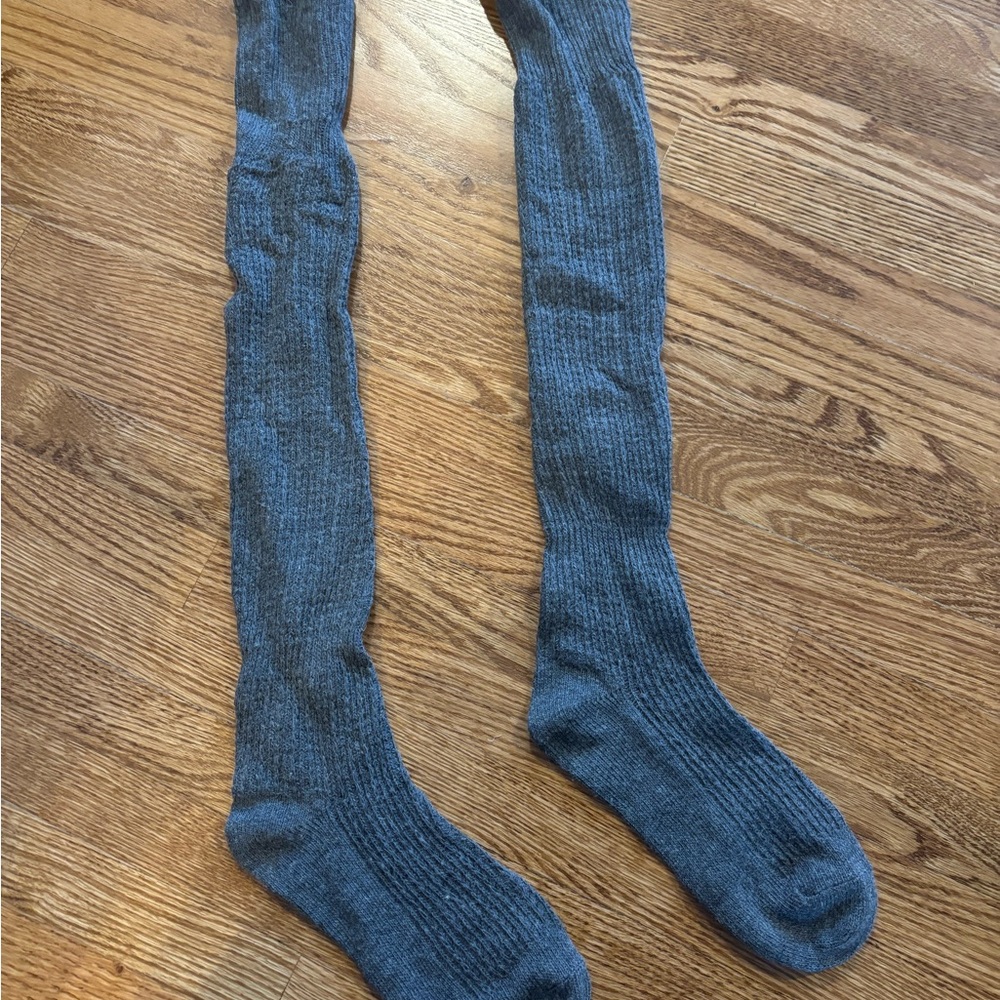 Lady Gray Ribbed Over-the-Calf Socks
